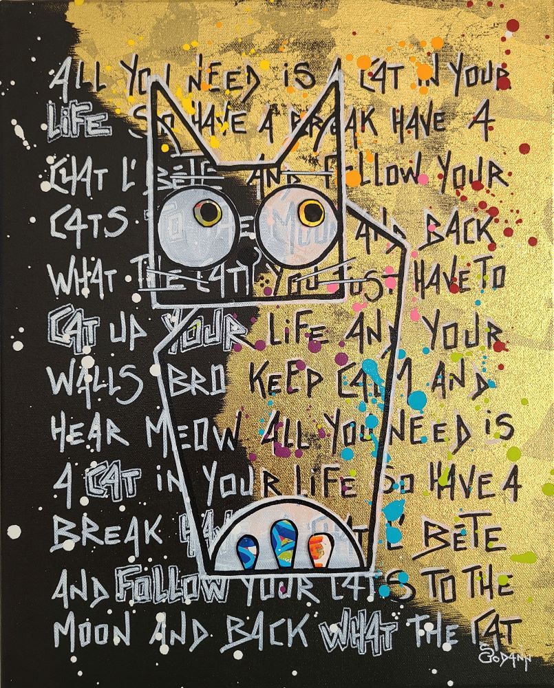 Tableau de Stephanie Godann a pour titre  Life is not black or white, it's gold! style street art dim : Stephanie Godannprix:410