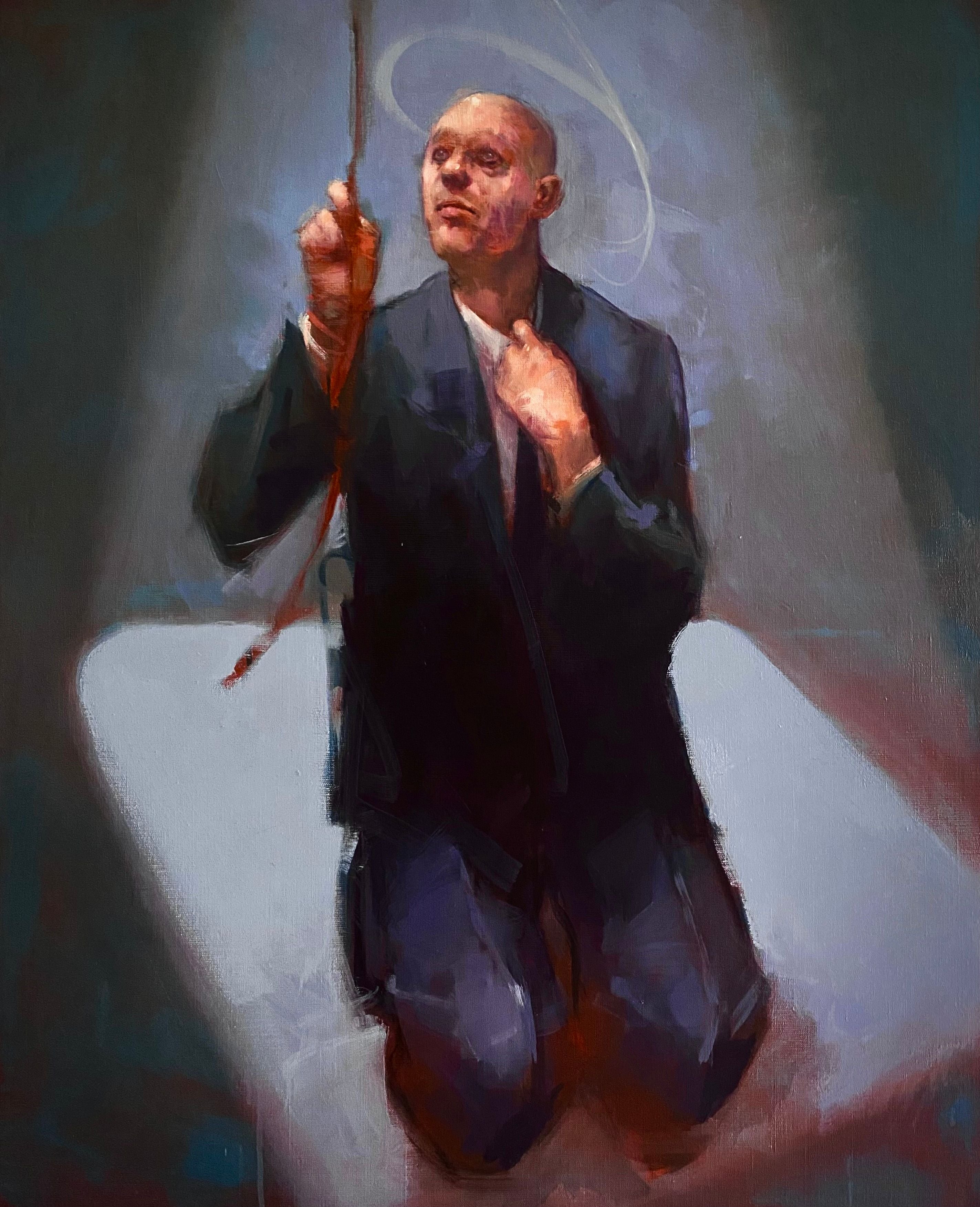 Tableau de MASSEBEUF Olivier a pour titre  Let there be light ! style figuratif dim : MASSEBEUF Olivierprix:900