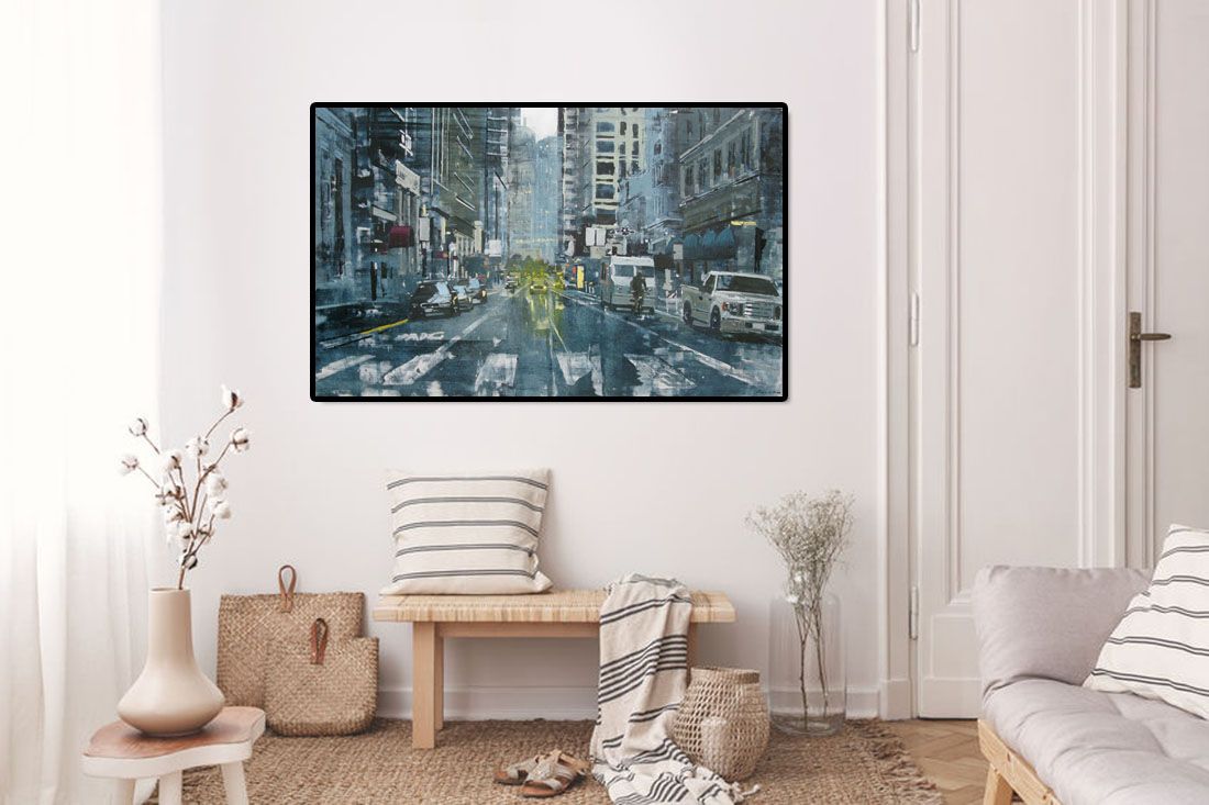 Tableau de ADRIEN FAVEAU a pour titre  SAN FRANCISCO FINANCIAL DISTRICT style figuratif dim : ADRIEN FAVEAUprix:5000