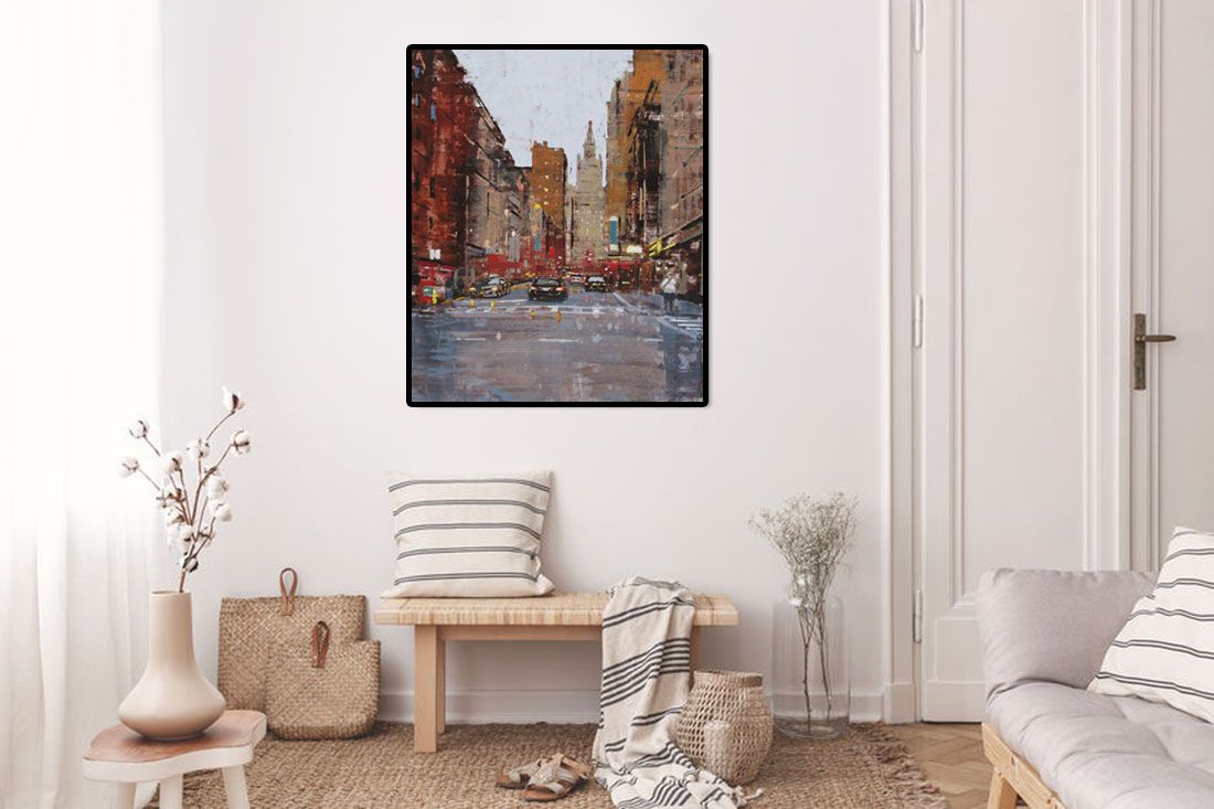 Tableau de ADRIEN FAVEAU a pour titre  MANHATTAN AUTUMN style figuratif dim : ADRIEN FAVEAUprix:2500