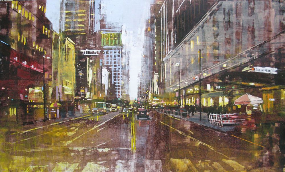 Tableau de ADRIEN FAVEAU a pour titre  WEST 34TH STREET style figuratif dim : ADRIEN FAVEAUprix:5000