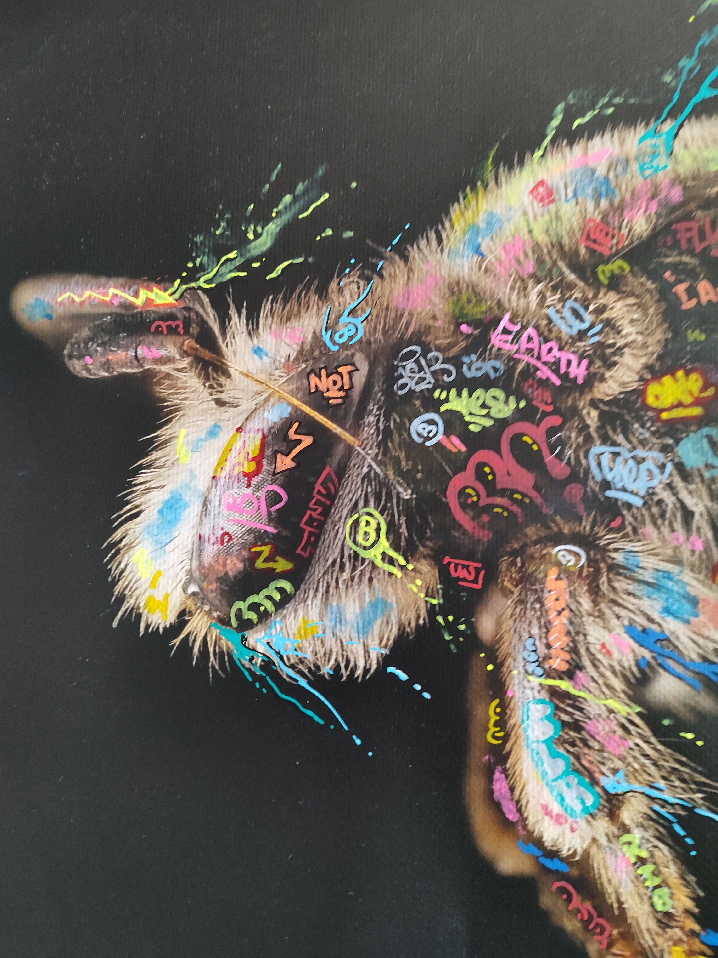 Tableau de BLACH a pour titre  Abeille style graffiti, street art dim : BLACHprix:550
