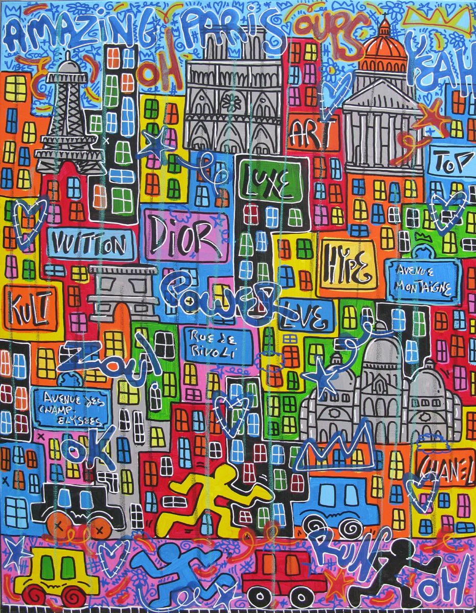 Tableau de RICO SAB a pour titre  Amazing Paris Yeah style street pop art, street art dim : RICO SABprix:750