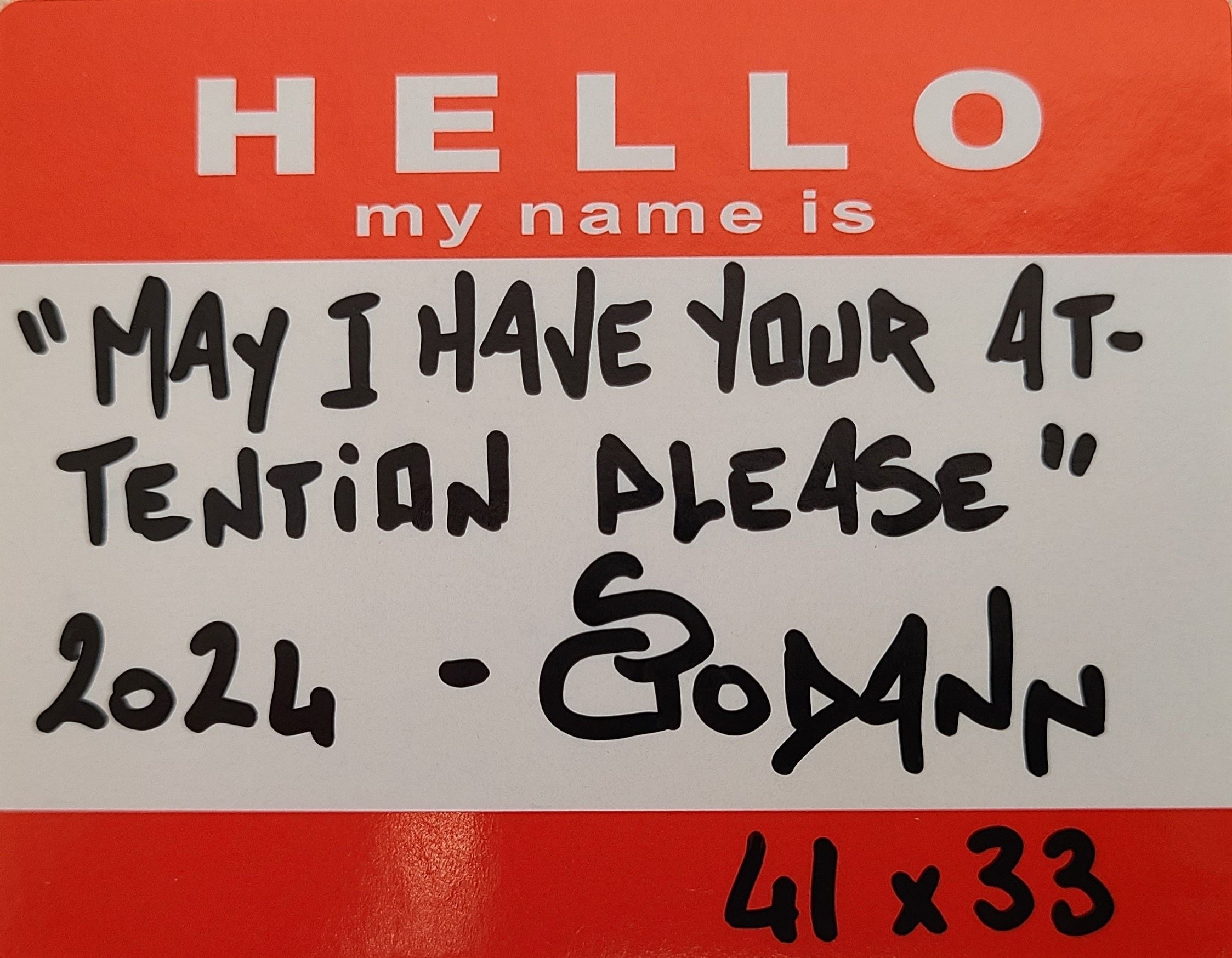 Tableau de Stephanie Godann a pour titre  May I have your attention please style street art dim : Stephanie Godannprix:410