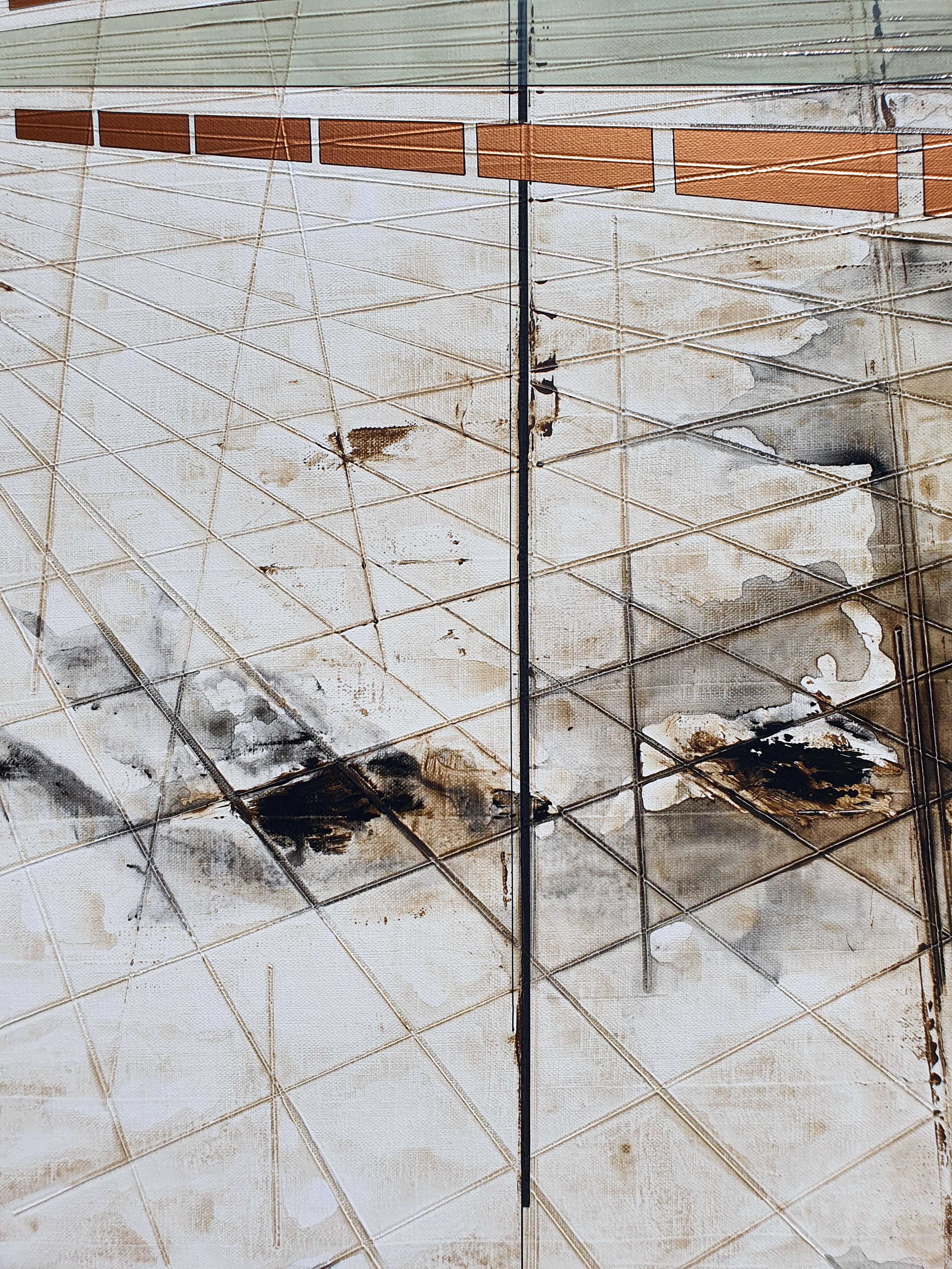 Tableau de LUDOVIC MERCHER a pour titre  BRONZE AGE style abstrait dim : LUDOVIC MERCHERprix:1500