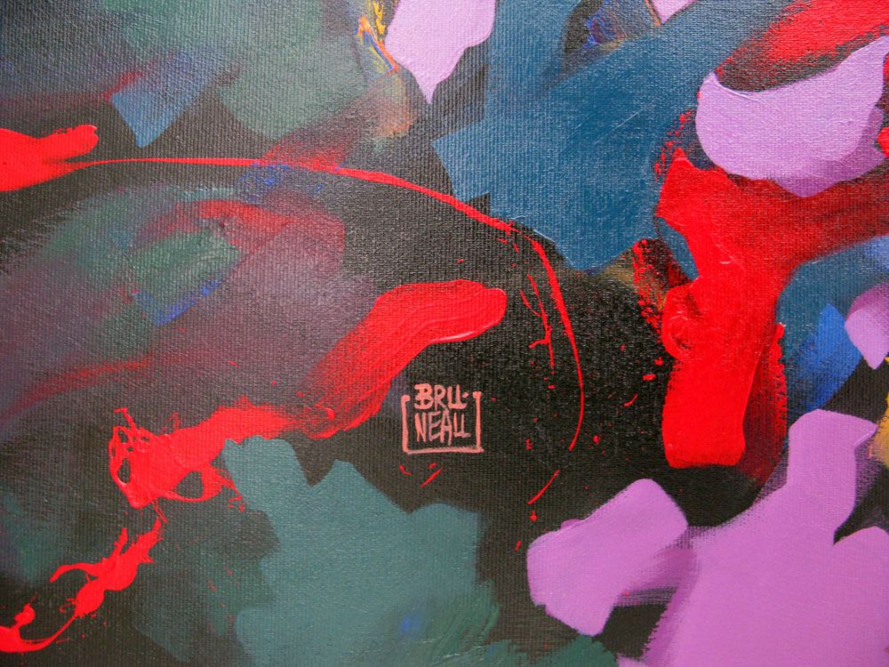 Tableau de BRUNEAU a pour titre  THE SCREAM OF THE BUTTERFLY style abstrait dim : BRUNEAUprix:1000