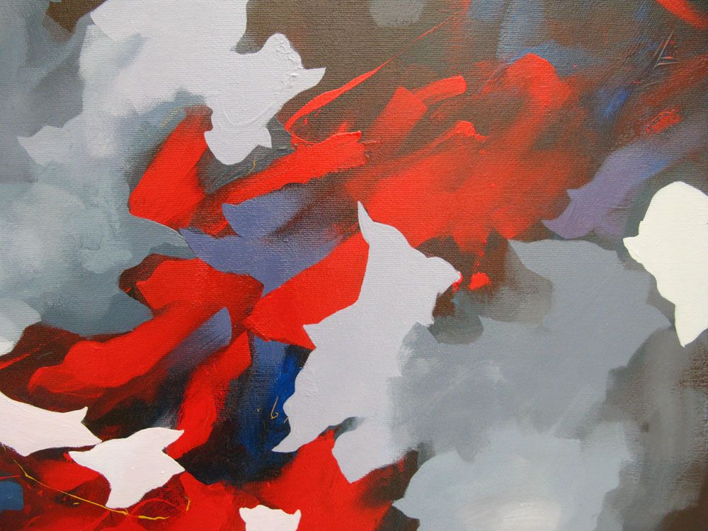 Tableau de BRUNEAU a pour titre  DANS LES ABYSSES DU LAC BAIKAL style abstrait dim : BRUNEAUprix: