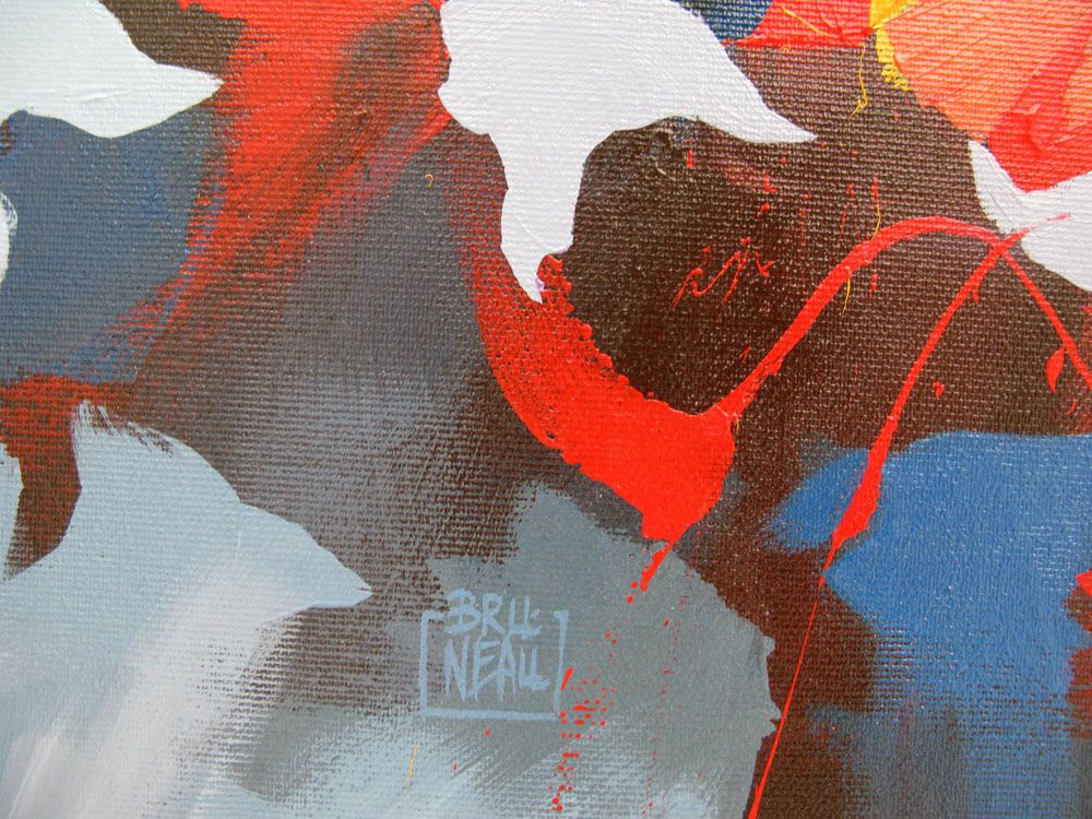 Tableau de BRUNEAU a pour titre  DANS LES ABYSSES DU LAC BAIKAL style abstrait dim : BRUNEAUprix: