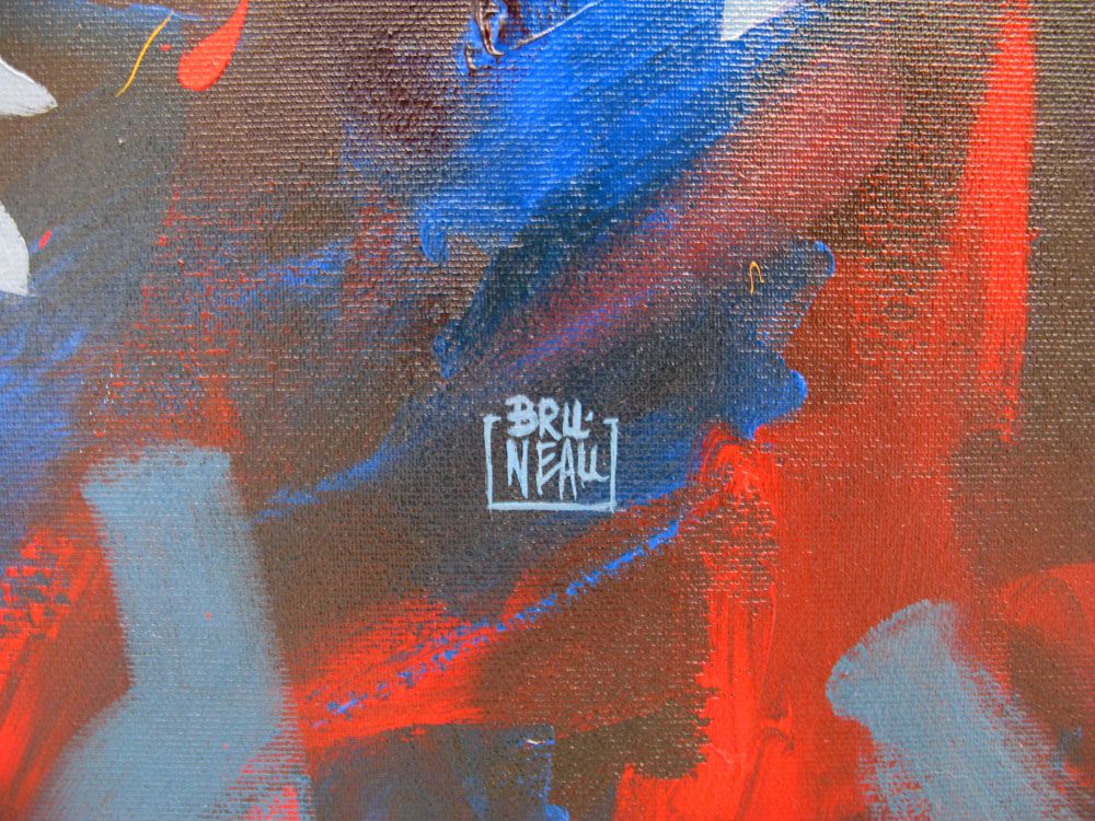 Tableau de BRUNEAU a pour titre  LA BESTE style abstrait dim : BRUNEAUprix: