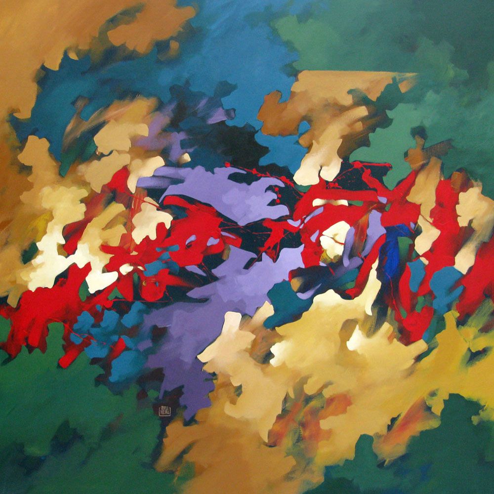 Tableau de BRUNEAU a pour titre  PEINTURE ABSTRAITE 78 style abstrait dim : BRUNEAUprix: