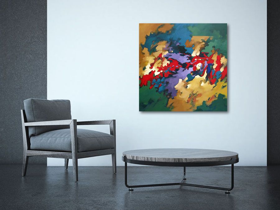 Tableau de BRUNEAU a pour titre  PEINTURE ABSTRAITE 78 style abstrait dim : BRUNEAUprix: