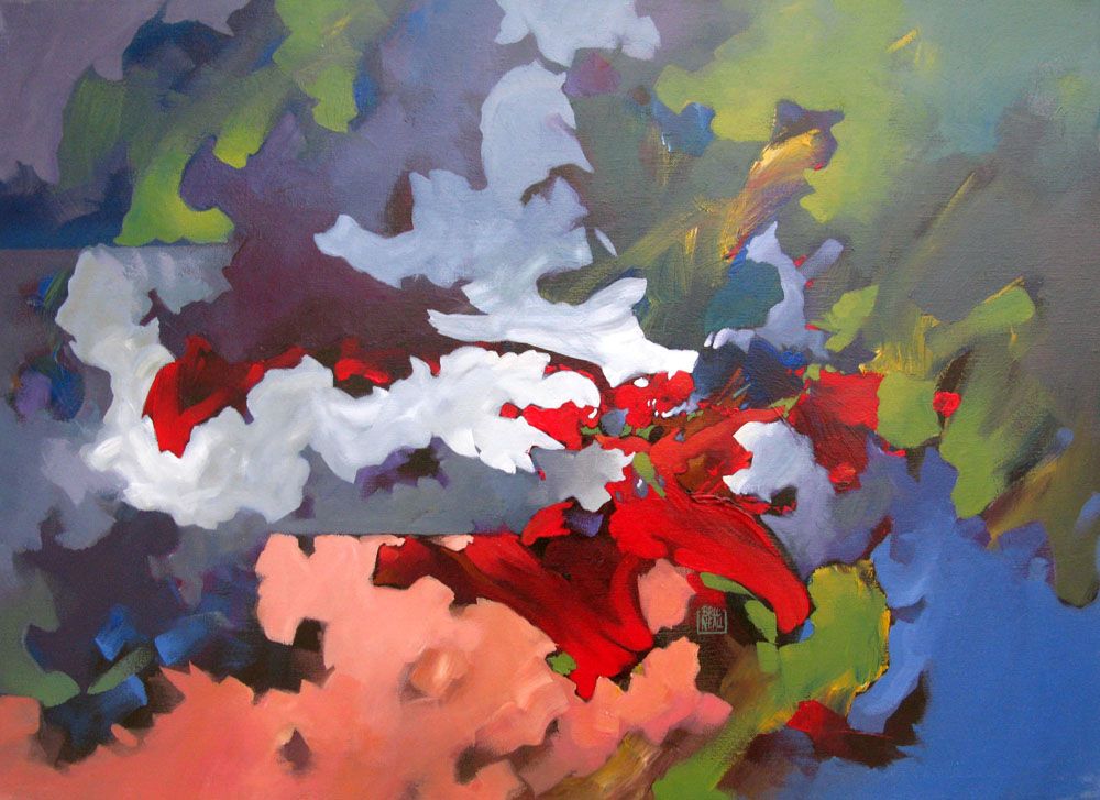 Tableau de BRUNEAU a pour titre  PEINTURE ABSTRAITE 31 style abstrait dim : BRUNEAUprix:300