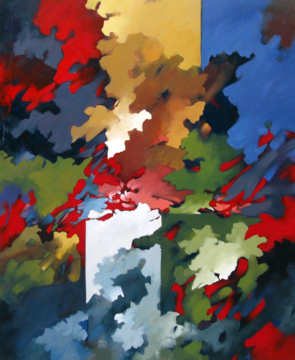 Tableau de BRUNEAU a pour titre  PEINTURE ABSTRAITE 40 style abstrait dim : BRUNEAUprix:700