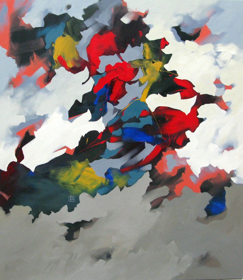 Tableau de BRUNEAU a pour titre  L'APPEL DE CIMES style abstrait dim : BRUNEAUprix: