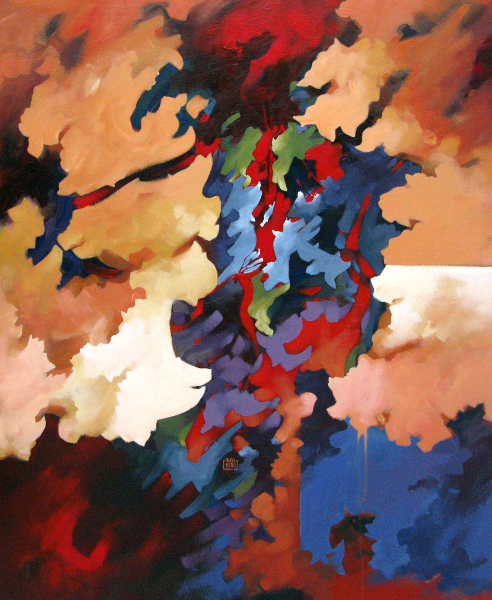 Tableau de BRUNEAU a pour titre  PEINTURE ABSTRAITE 42 style abstrait dim : BRUNEAUprix: