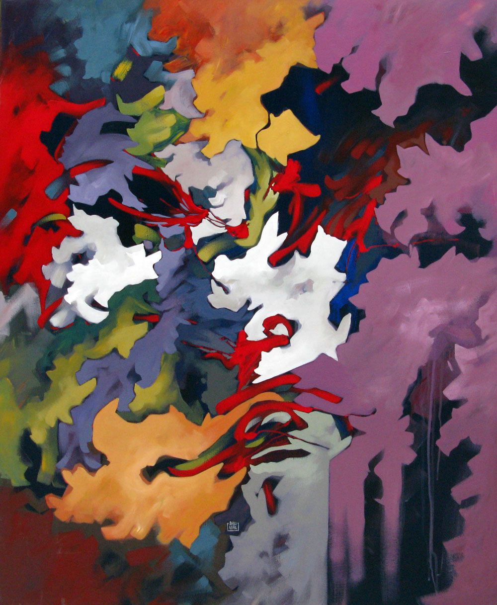 Tableau de BRUNEAU a pour titre  PEINTURE ABSTRAITE 45 style abstrait dim : BRUNEAUprix:
