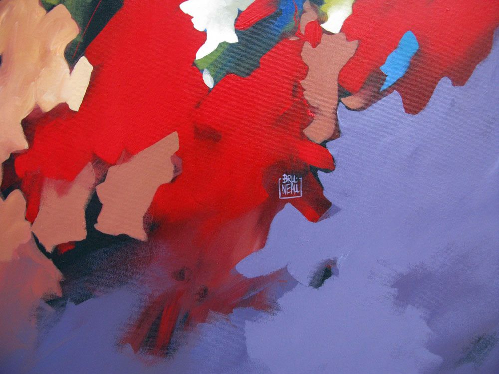 Tableau de BRUNEAU a pour titre  PEINTURE ABSTRAITE 56 style abstrait dim : BRUNEAUprix: