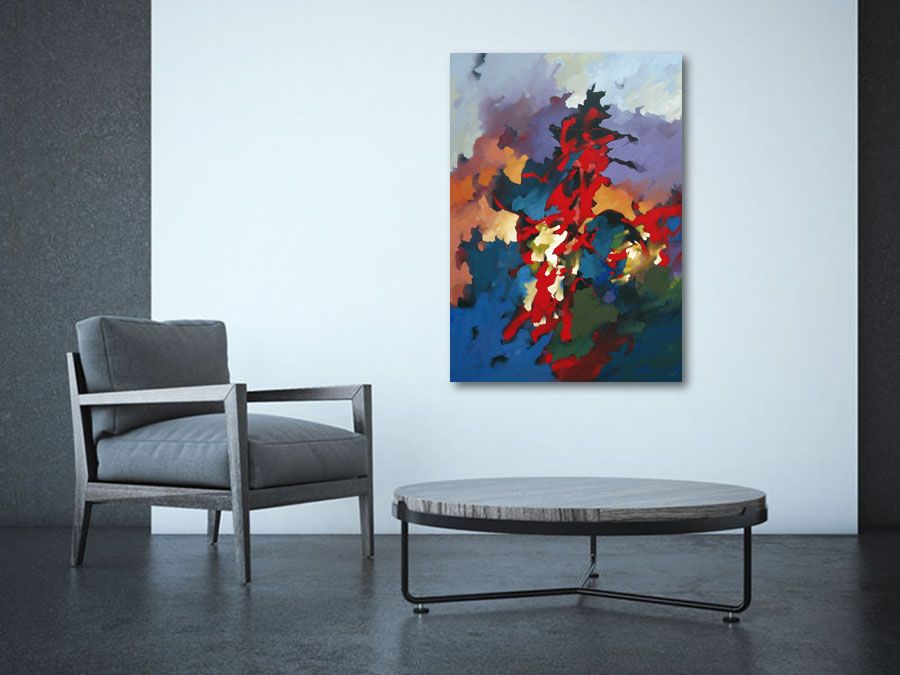 Tableau de BRUNEAU a pour titre  PEINTURE ABSTRAITE 57 style abstrait dim : BRUNEAUprix: