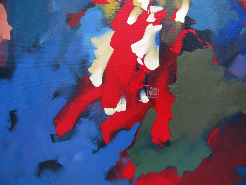 Tableau de BRUNEAU a pour titre  PEINTURE ABSTRAITE 57 style abstrait dim : BRUNEAUprix: