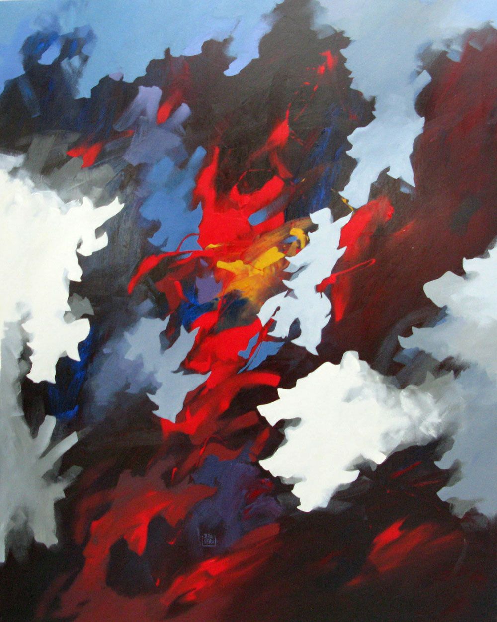Tableau de BRUNEAU a pour titre  DANS LES GLACES DE L'AFRIQUE style abstrait dim : BRUNEAUprix:
