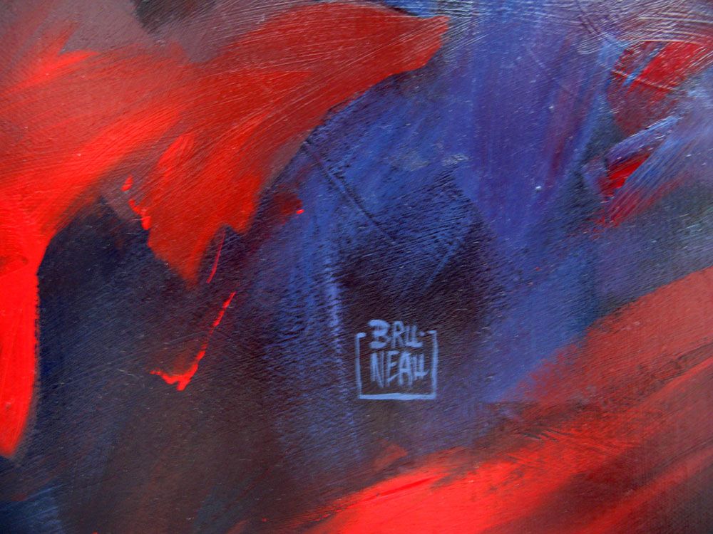 Tableau de BRUNEAU a pour titre  DANS LES GLACES DE L'AFRIQUE style abstrait dim : BRUNEAUprix: