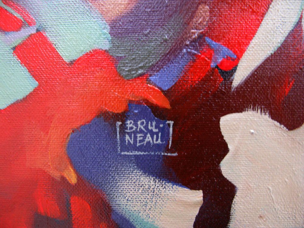 Tableau de BRUNEAU a pour titre  PEINTURE ABSTRAITE 3 style abstrait dim : BRUNEAUprix: