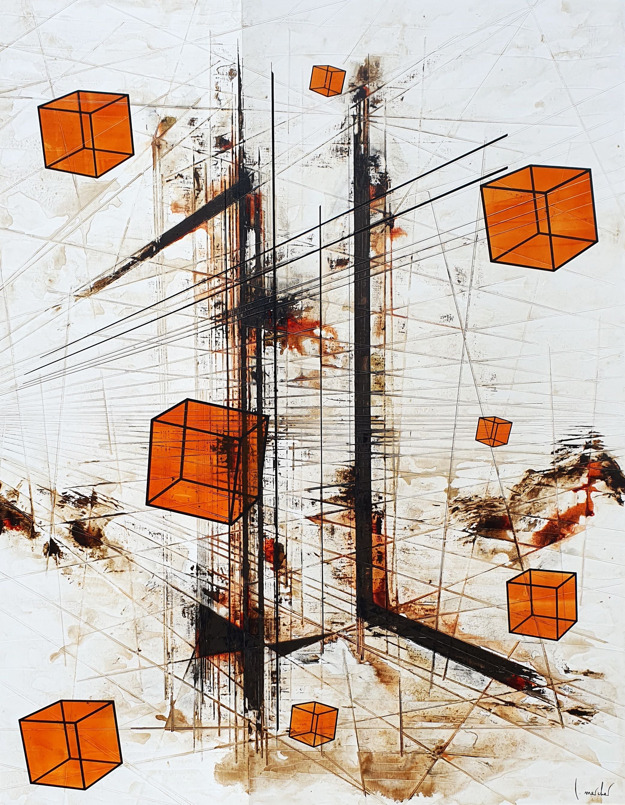 Tableau de LUDOVIC MERCHER a pour titre  BUILD style abstrait dim : LUDOVIC MERCHERprix:1800
