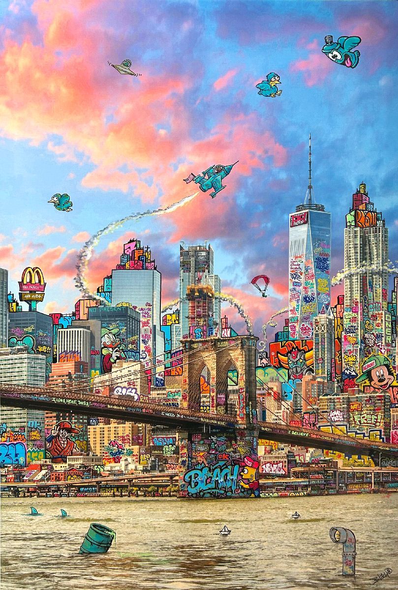 Tableau de BLACH a pour titre  New York ultimate 2026 style graffiti, street art dim : BLACHprix:1500