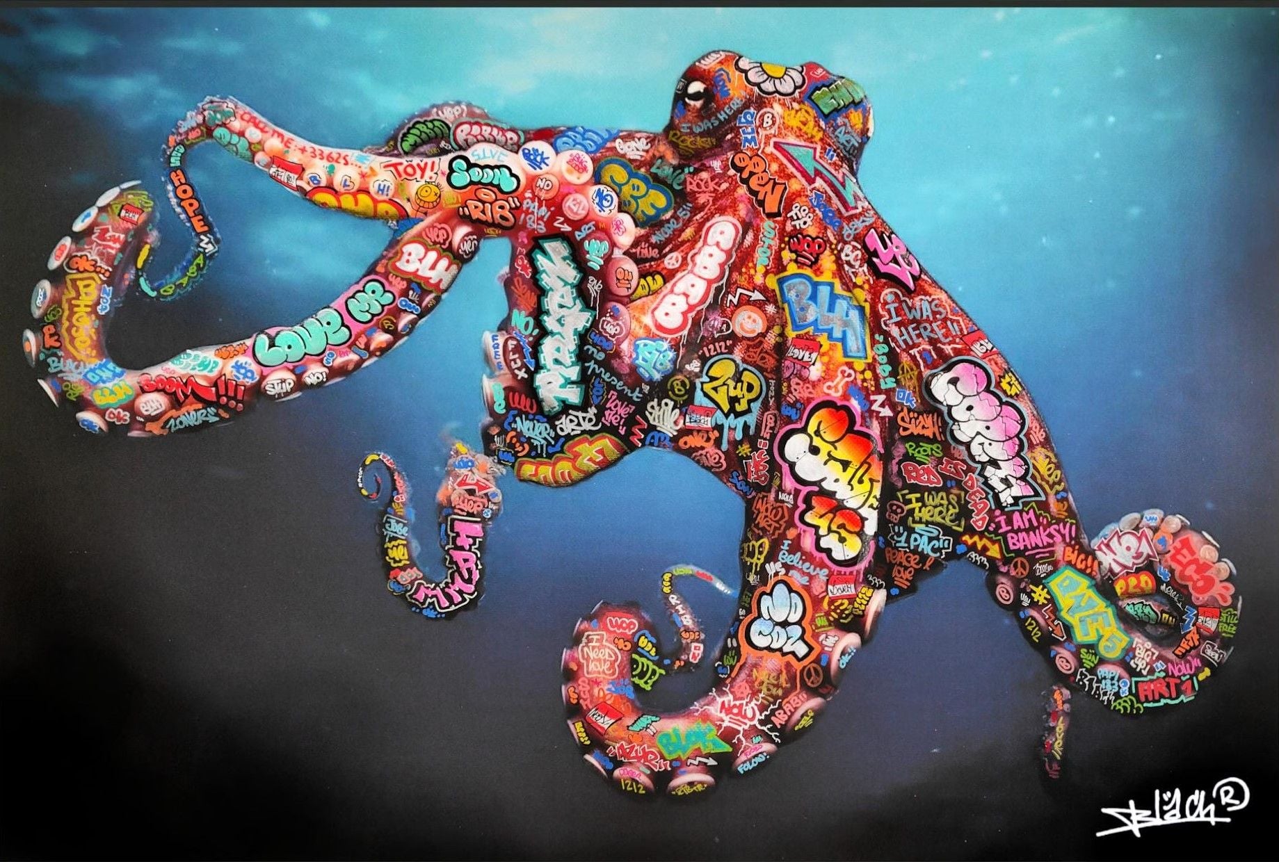 Editions d'art de BLACH a pour titre  Octopus II style street pop art dim : BLACHprix:160