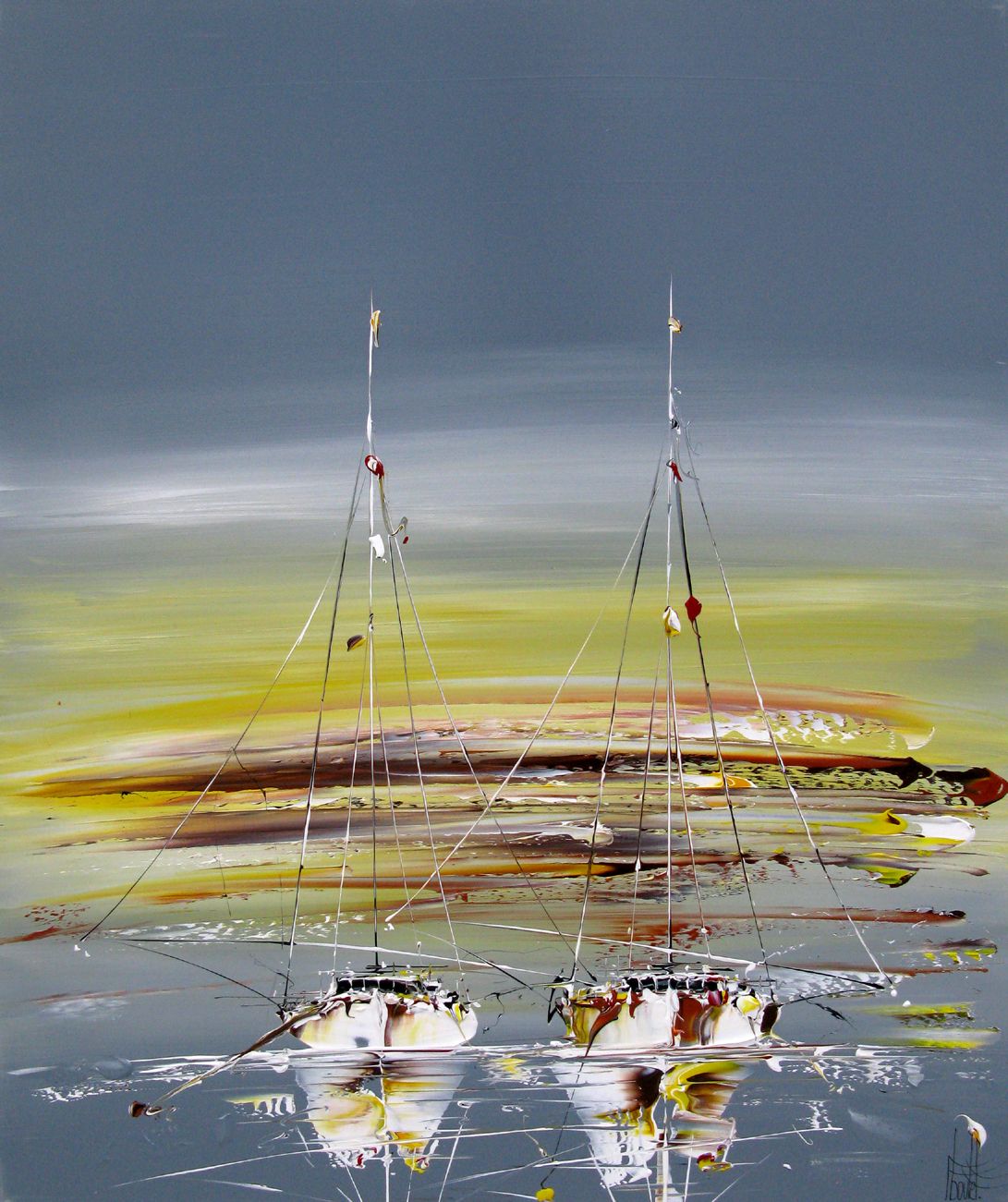 Tableau de F. BOUTET a pour titre  Marine abstraite 51 style figuratif dim : F. BOUTETprix:800