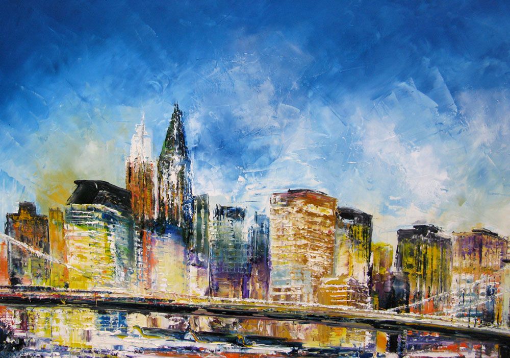Tableau de PHIL a pour titre  Brooklyn Bridge NY style figuratif dim : PHILprix:450