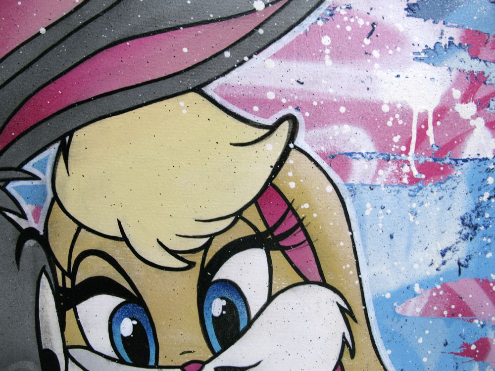 Tableau de JUG a pour titre  BUNNY &LOLA style street pop art dim : JUGprix:900