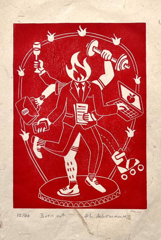 Editions d'art de PHILIPPE ACHERMANN a pour titre  BURN OUT style figuratif, graphique dim : PHILIPPE ACHERMANNprix:60