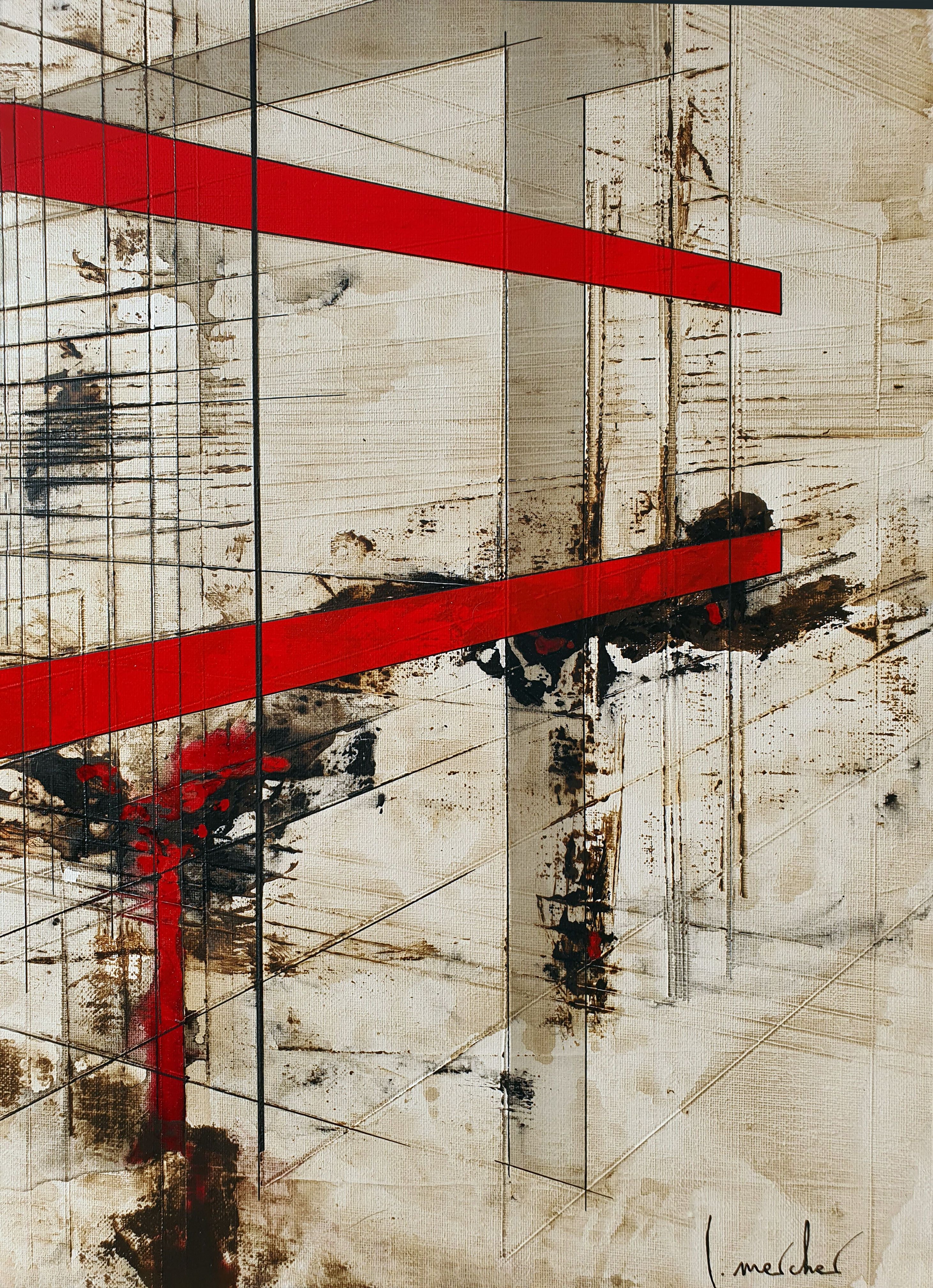 Tableau de LUDOVIC MERCHER a pour titre  CIVILIZATION style abstrait dim : LUDOVIC MERCHERprix:750