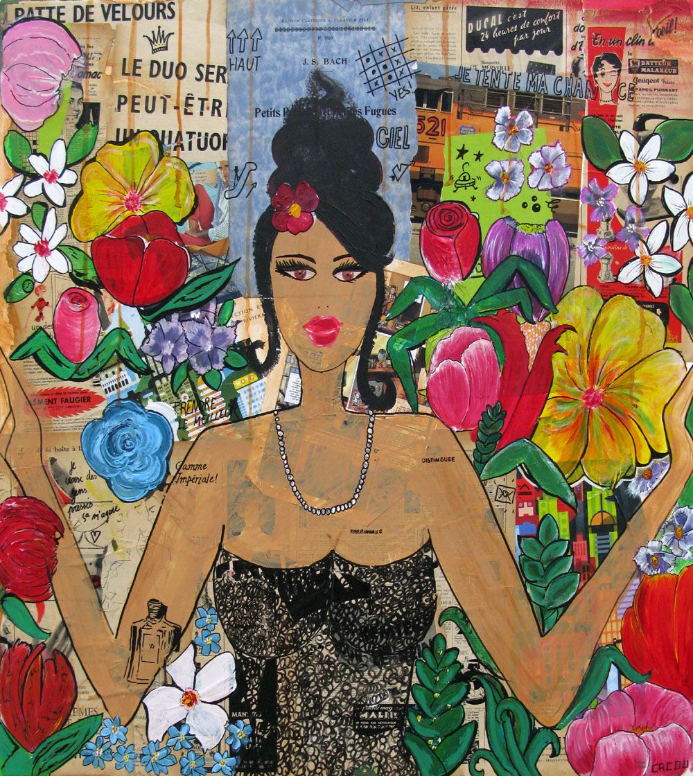 Tableau de CACOU a pour titre  Flowers style graphique dim : CACOUprix:550