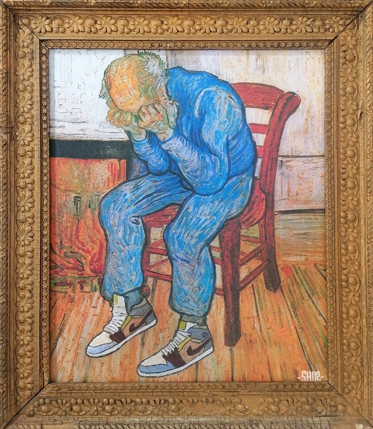 Tableau de SHUZ a pour titre  TABLEAU CHATEAU VAN GOGH style figuratif dim : SHUZprix:400