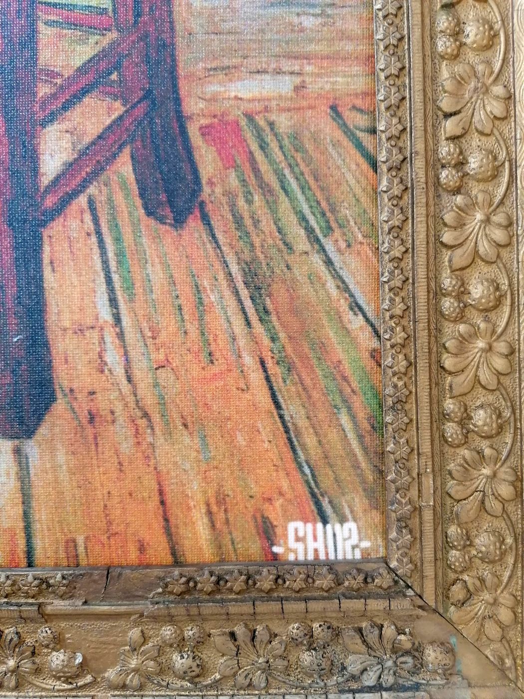 Tableau de SHUZ a pour titre  TABLEAU CHATEAU VAN GOGH style figuratif dim : SHUZprix:400