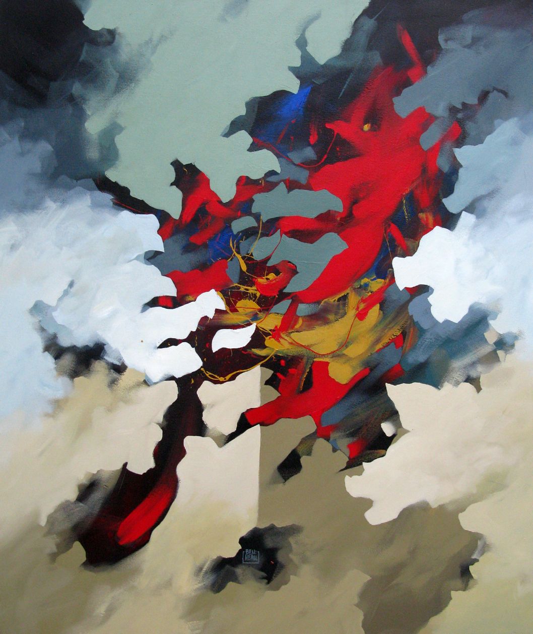 Tableau de BRUNEAU a pour titre  Chrysalide style abstrait dim : BRUNEAUprix:700
