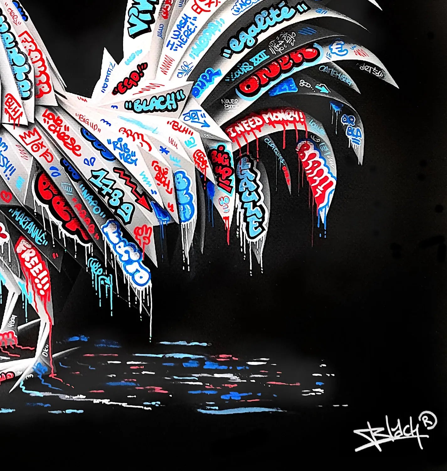 Editions d'art de BLACH a pour titre  Coq Vive la France Origami style graffiti, street art dim : BLACHprix:150