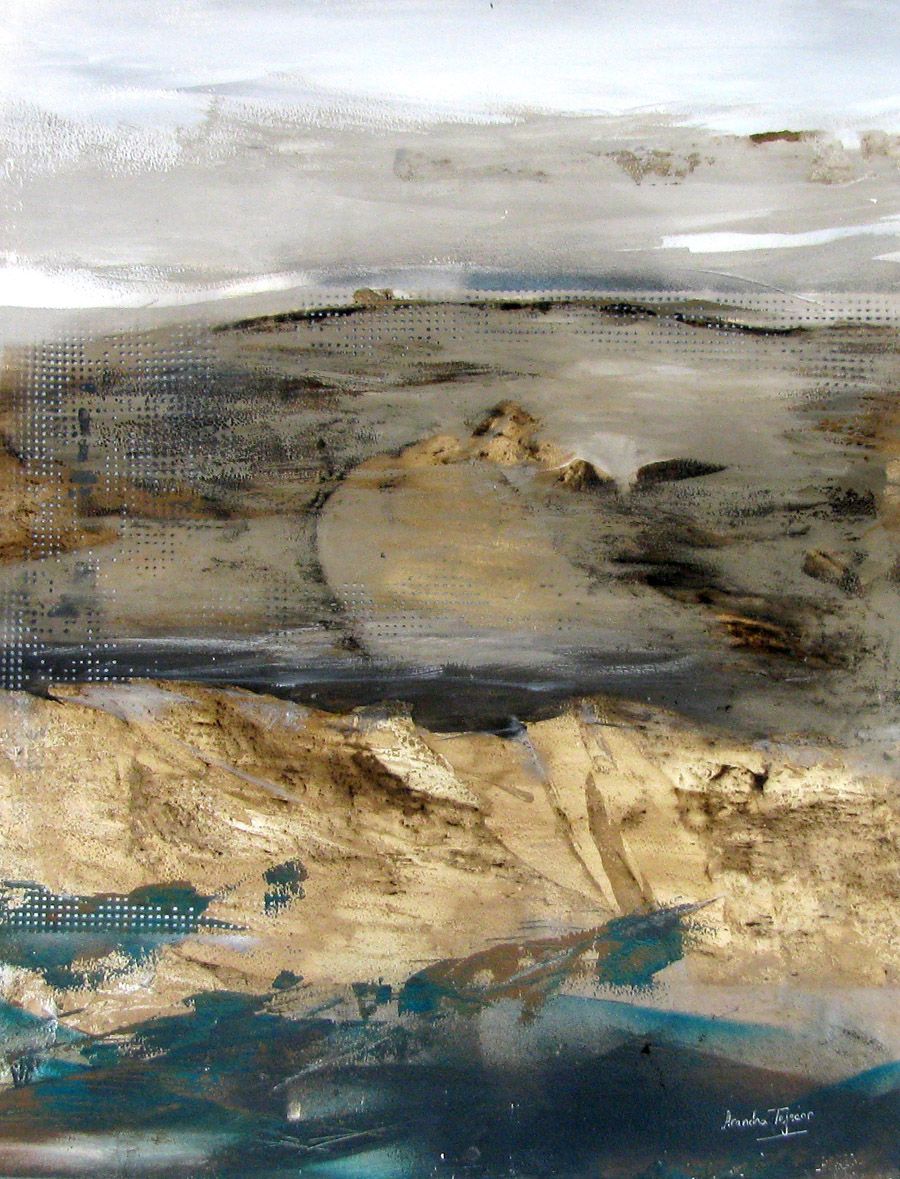 Dessin de ARANCHA TEJEDOR a pour titre  PAISAJE VERDE style abstrait dim : ARANCHA TEJEDORprix:190
