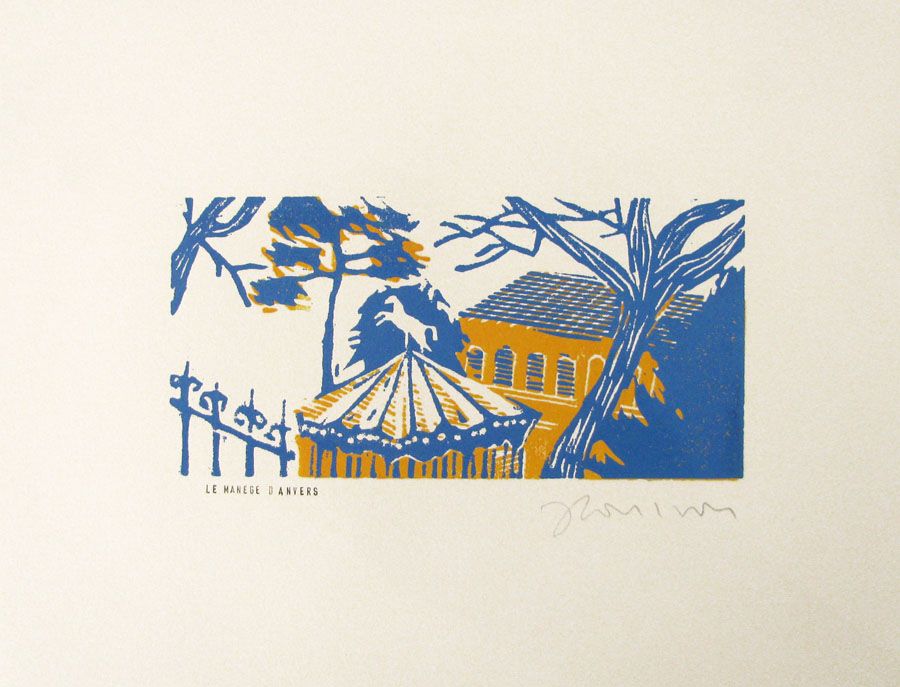 Editions d'art de JULIA CHAUSSON a pour titre  LE MANEGE D'ANVERS style figuratif dim : JULIA CHAUSSONprix: