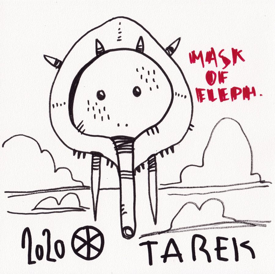 Dessin de TAREK a pour titre  MASK OF ELEPH style graphique dim : TAREKprix: