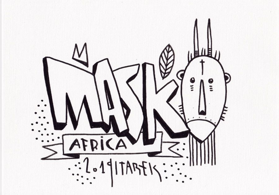Dessin de TAREK a pour titre  MASK AFRICA style graphique dim : TAREKprix: