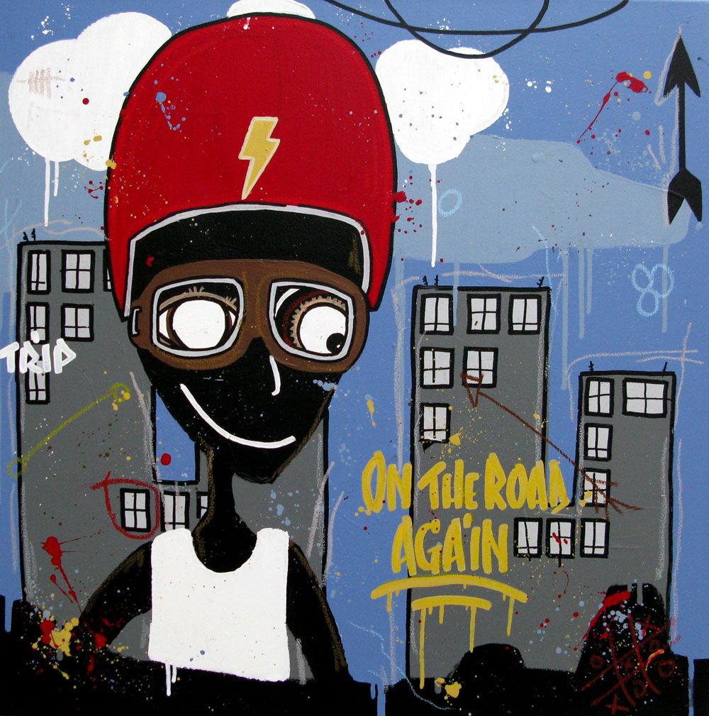 Tableau de DIDIER GOMEZ a pour titre  ON THE ROAD AGAIN style graphique dim : DIDIER GOMEZprix:550