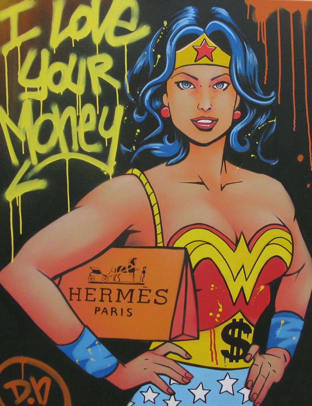 Tableau de DN a pour titre  I LOVE YOUR MONEY style no dim : DNprix: