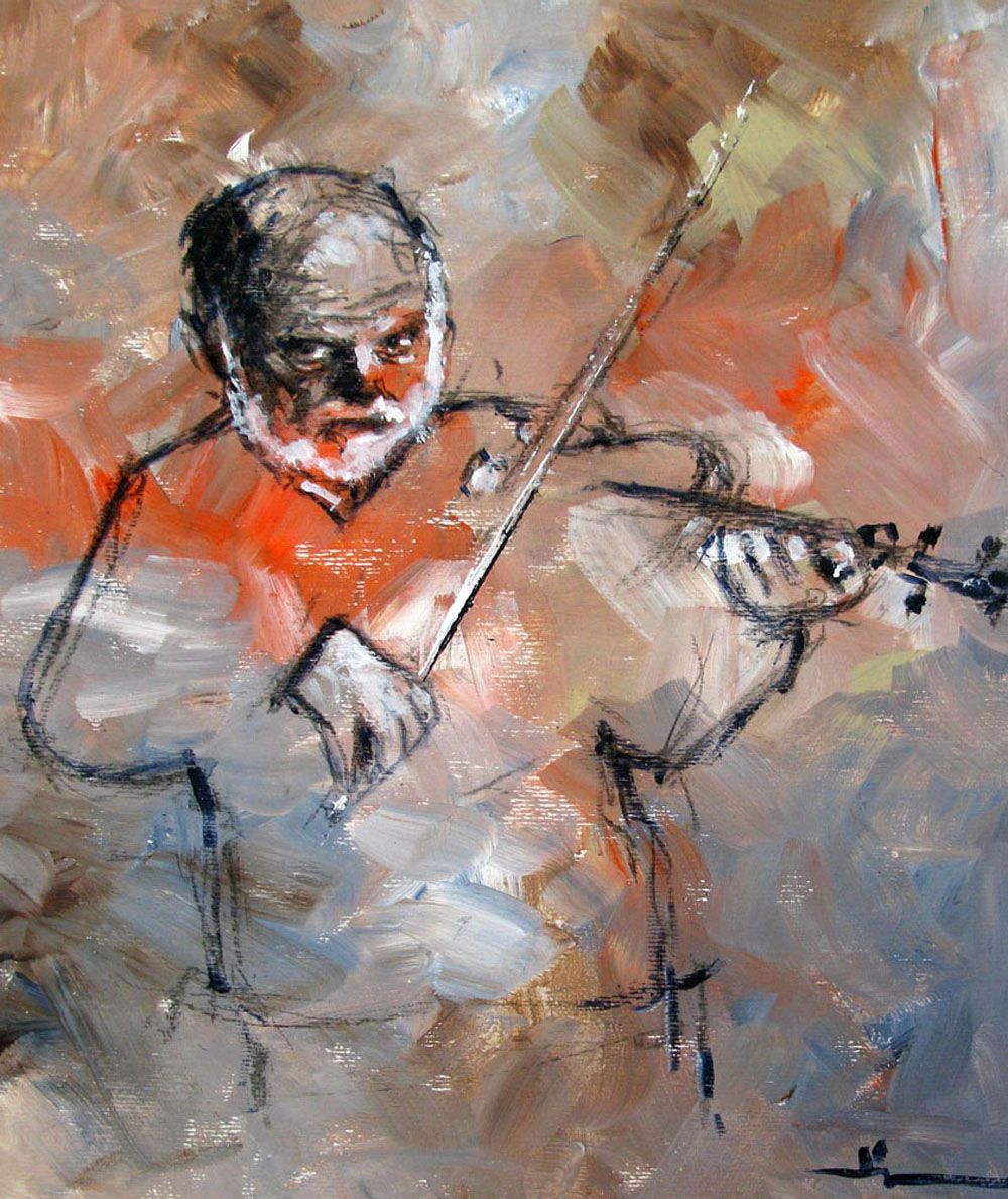 Dessin de DOMINIQUE DEVE a pour titre  LE VIOLONISTE style figuratif dim : DOMINIQUE DEVEprix: