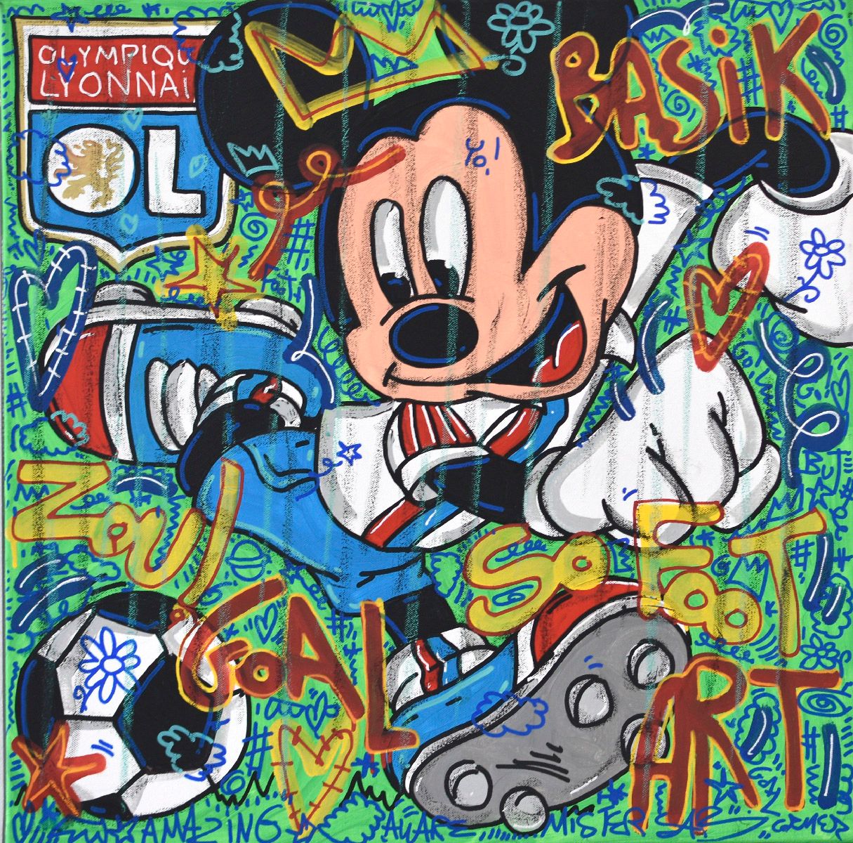 Tableau de RICO SAB a pour titre  OL Goal style street pop art, street art dim : RICO SABprix:320