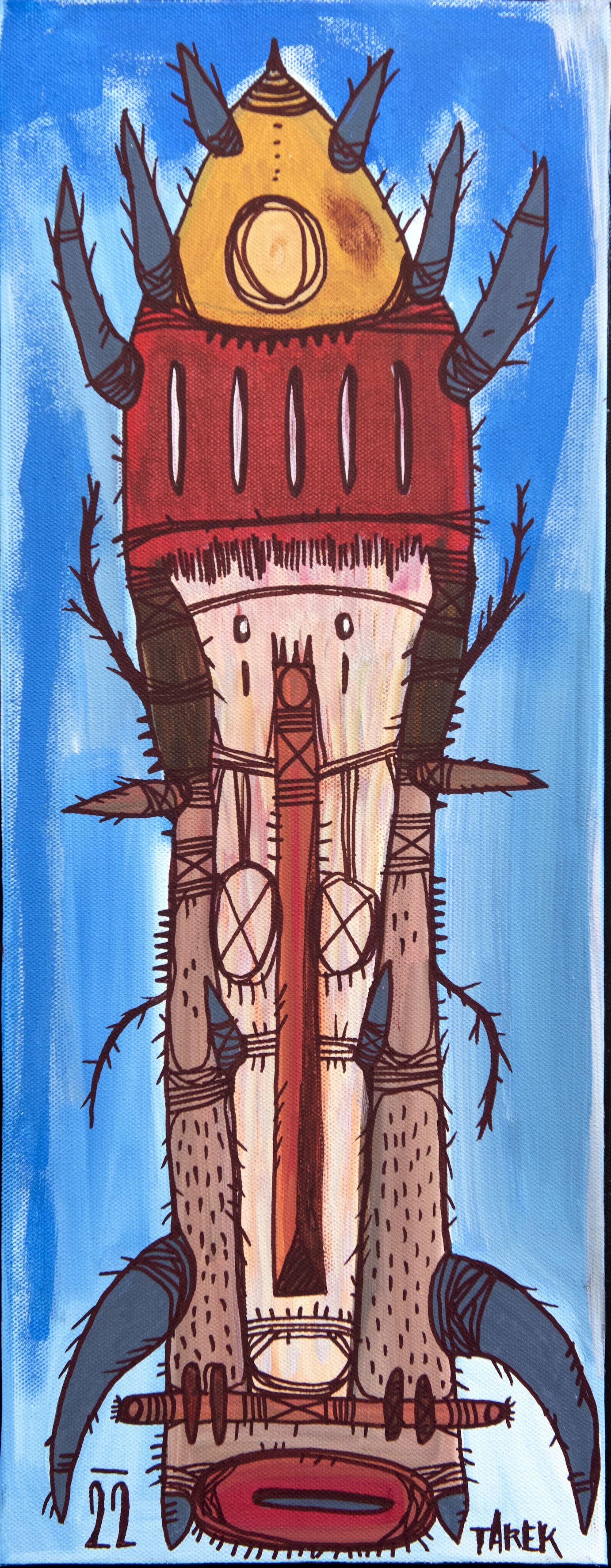Tableau de TAREK a pour titre  Mask allongé 1 style street art dim : TAREKprix:400