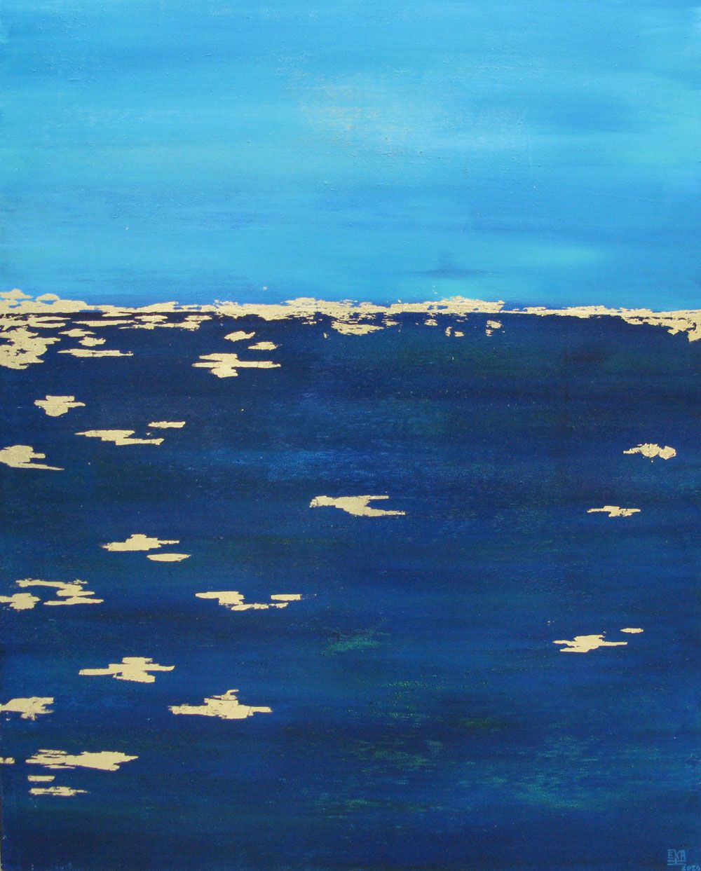 Tableau de ELKA a pour titre  BLEU # style abstrait dim : ELKAprix: