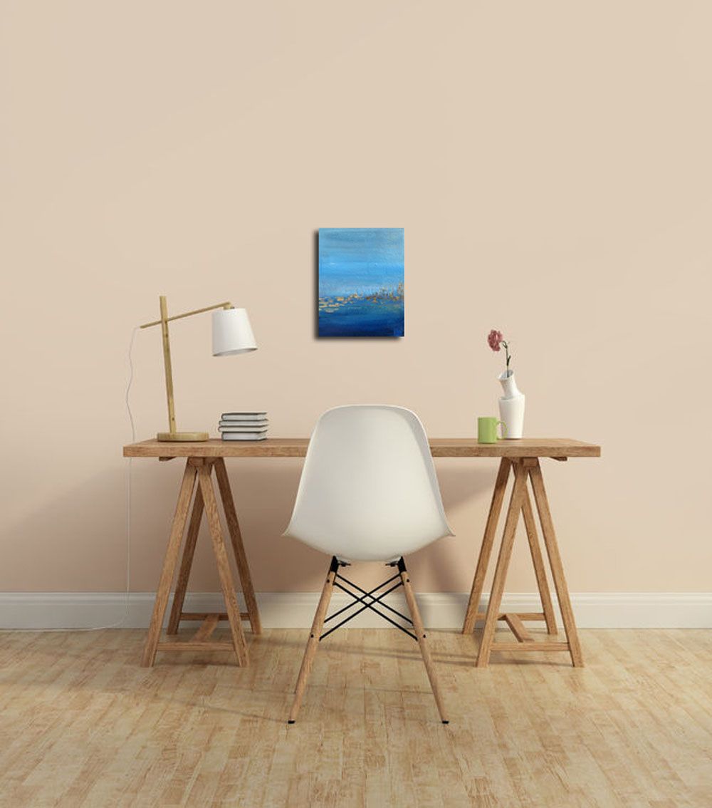 Tableau de ELKA a pour titre  BLEU # style abstrait dim : ELKAprix: